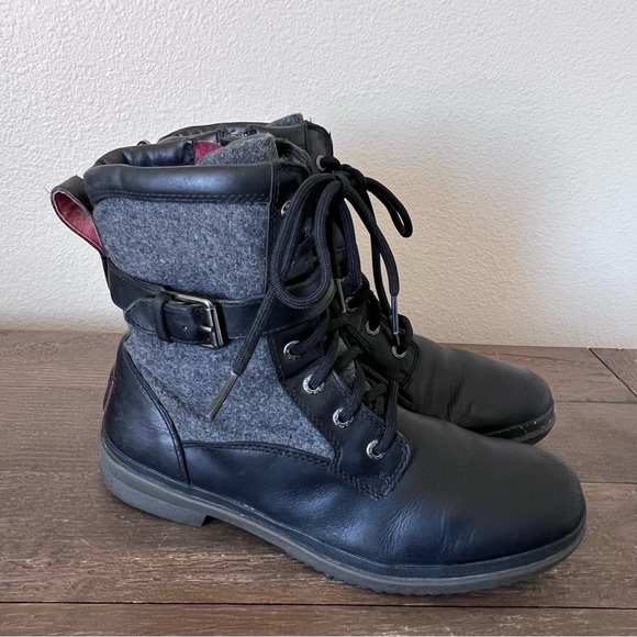 UGG Booties Black Leather Zip Women’s Size 9 - Picture 3 of 15